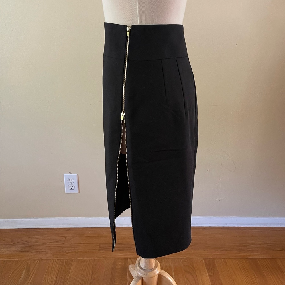 EXPRESS High Waisted Textured Zip Side Pencil Skirt 6 New Black Business Sexy